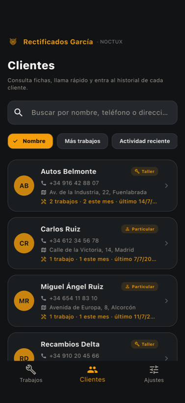 Lista de clientes