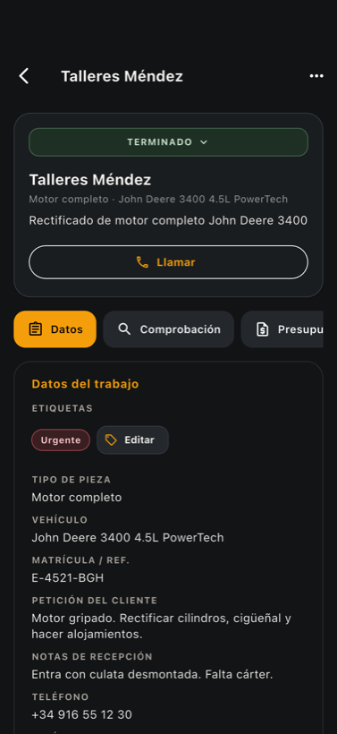 Detalle de un trabajo